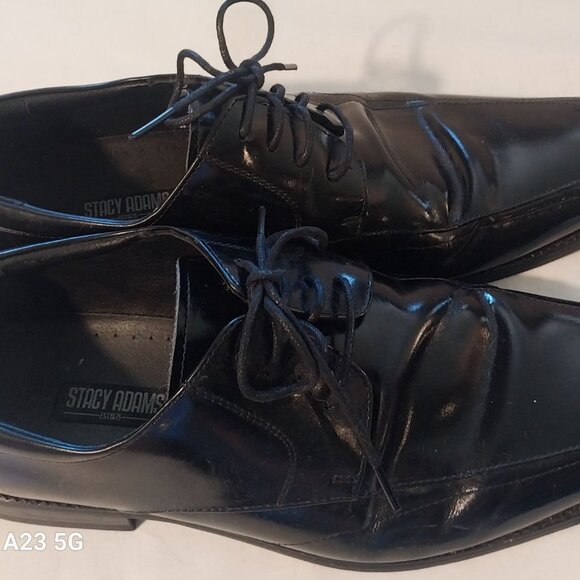 Stacy Adams Mens Black Leather Dress Shoes 10M - Picture 6 of 7